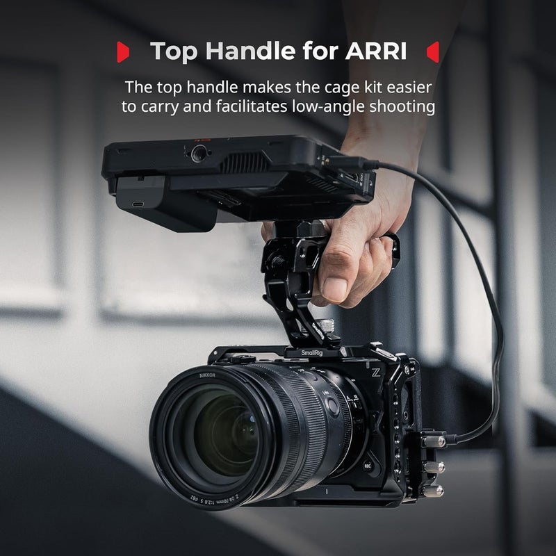 SMALLRIG ZR Camera Cage Kit for Nikon ZR, Full Cage with Silicone Grip, Top Handle for ARRI, Cable Clamp for HDMI, Built-in Cold Shoe and Quick-Release Plate for Arca - 5647 - Image 4